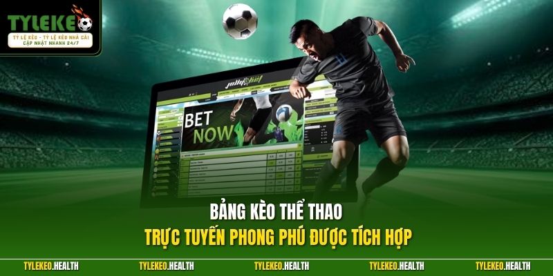 Bảng kèo thể thao trực tuyến phong phú được tích hợp